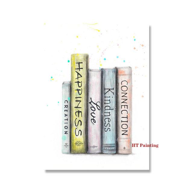 Citind Cărți Poster de Studiu Culoare Splash Desen Animat Pasăre Drăguță Educație Imagini de Perete Pictură pe Pânză Cameră Copii Decor Acasă