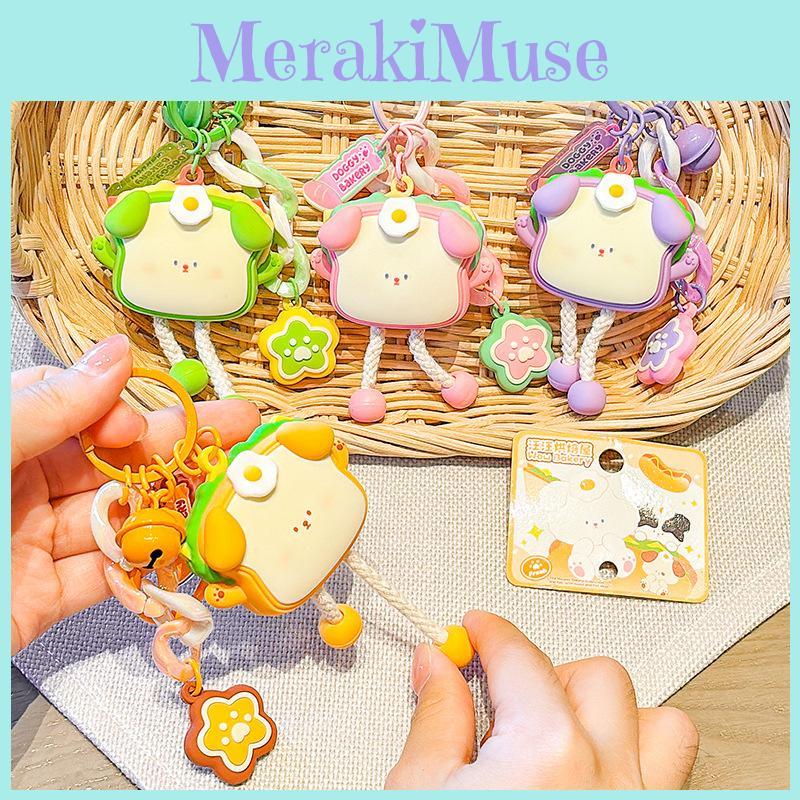 Dog Cartoon Cute Toast Resin Keychain Ideal For Car Keys And Unique Ideas Gift