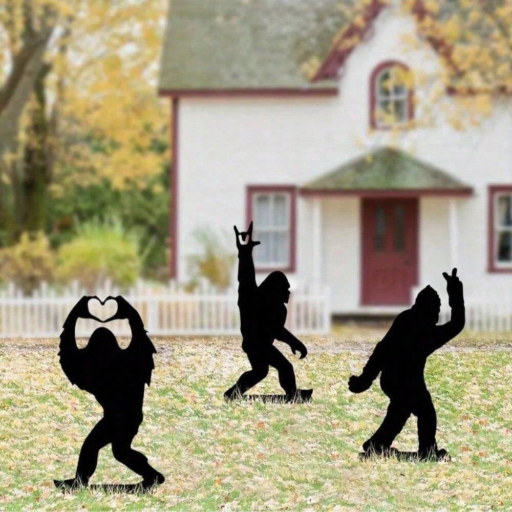 Metal Garden Stake Bigfoot Ornament Outdoor Decor Patriotic Yard Art Modern Home Accent