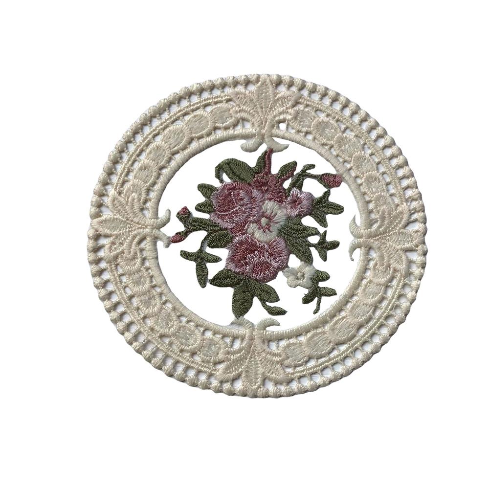 Verbrühschutz Tischplattenmatte 12cm Vintage Spitze Untersetzer Platzset Stickerei Handwerk Schüsseln Kaffeetassen Untersetzer Europäischer Stil Stoff