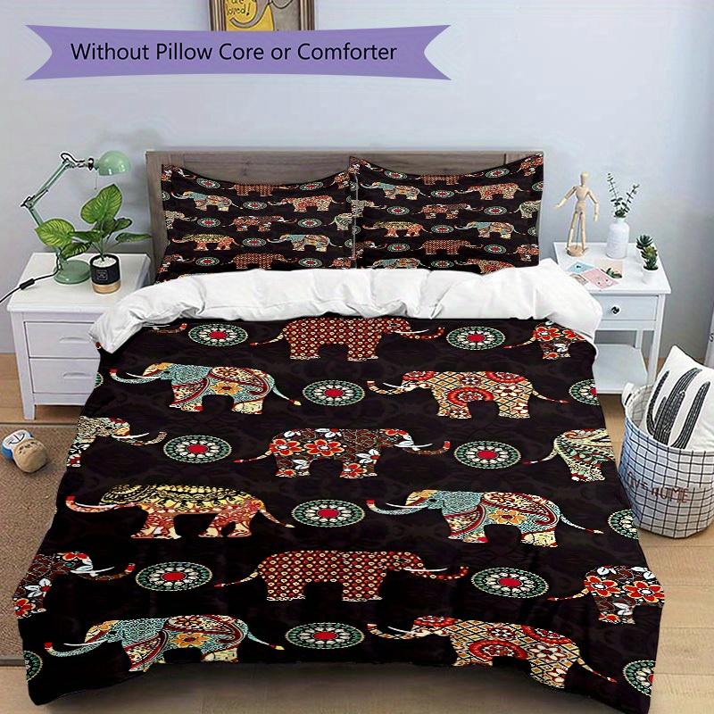 3pcs Elephant Mandala Soft Comfortable Bedding set, For Bedroom, Guest Room And Dorm, All - Season Use, High-Definition Printing109