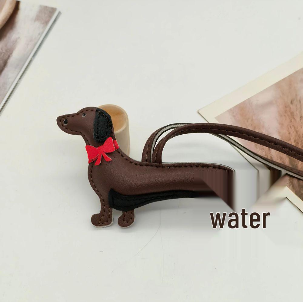 

Eco-Friendly Leather Sausage Dog Keychain Ornament кофейный
