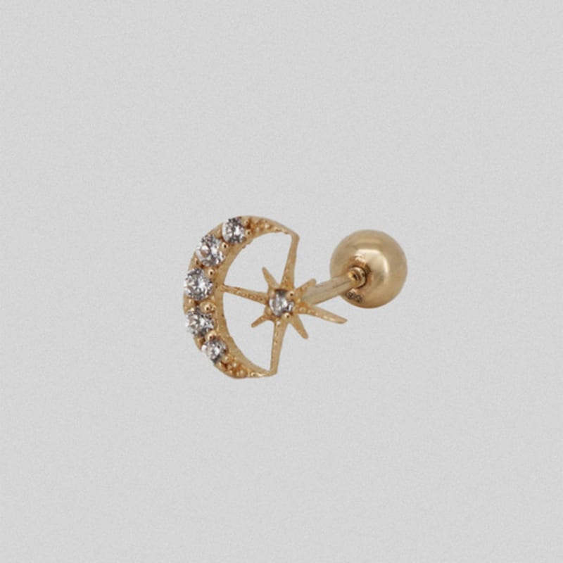 Youngglow 14k Moon & Star Piercing