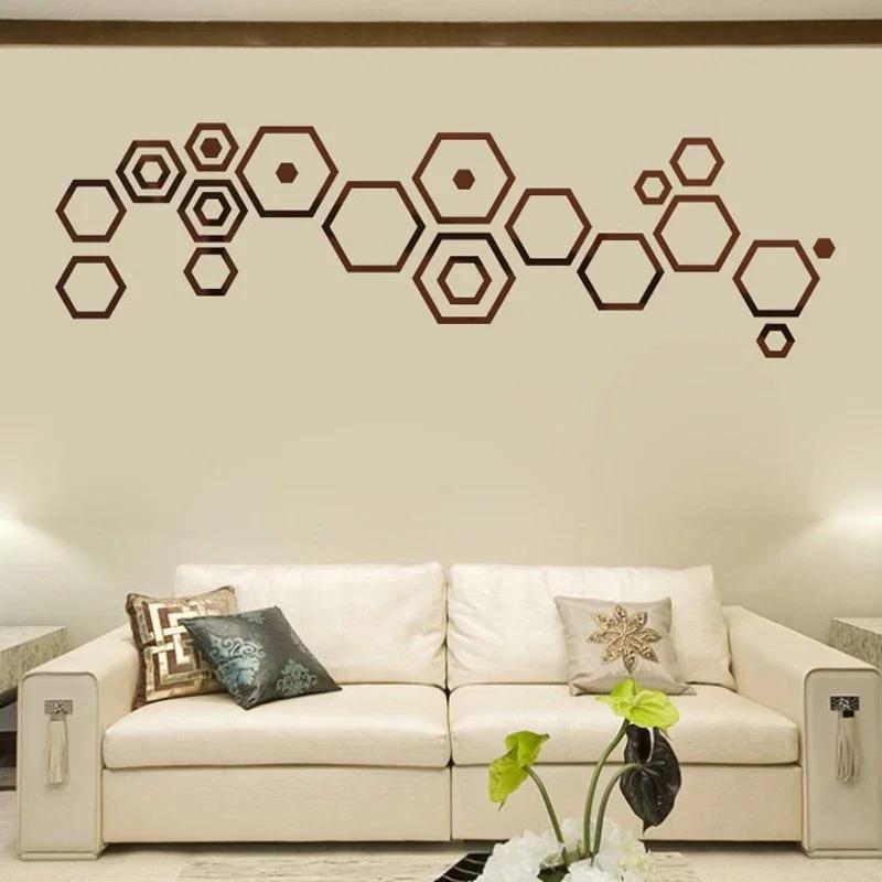 24pcs Hexagon 3D Mirror Wall Stickers Bedroom Creative Self Adhesive Decoration Honey Comb Waterproof Stickers Home Decor