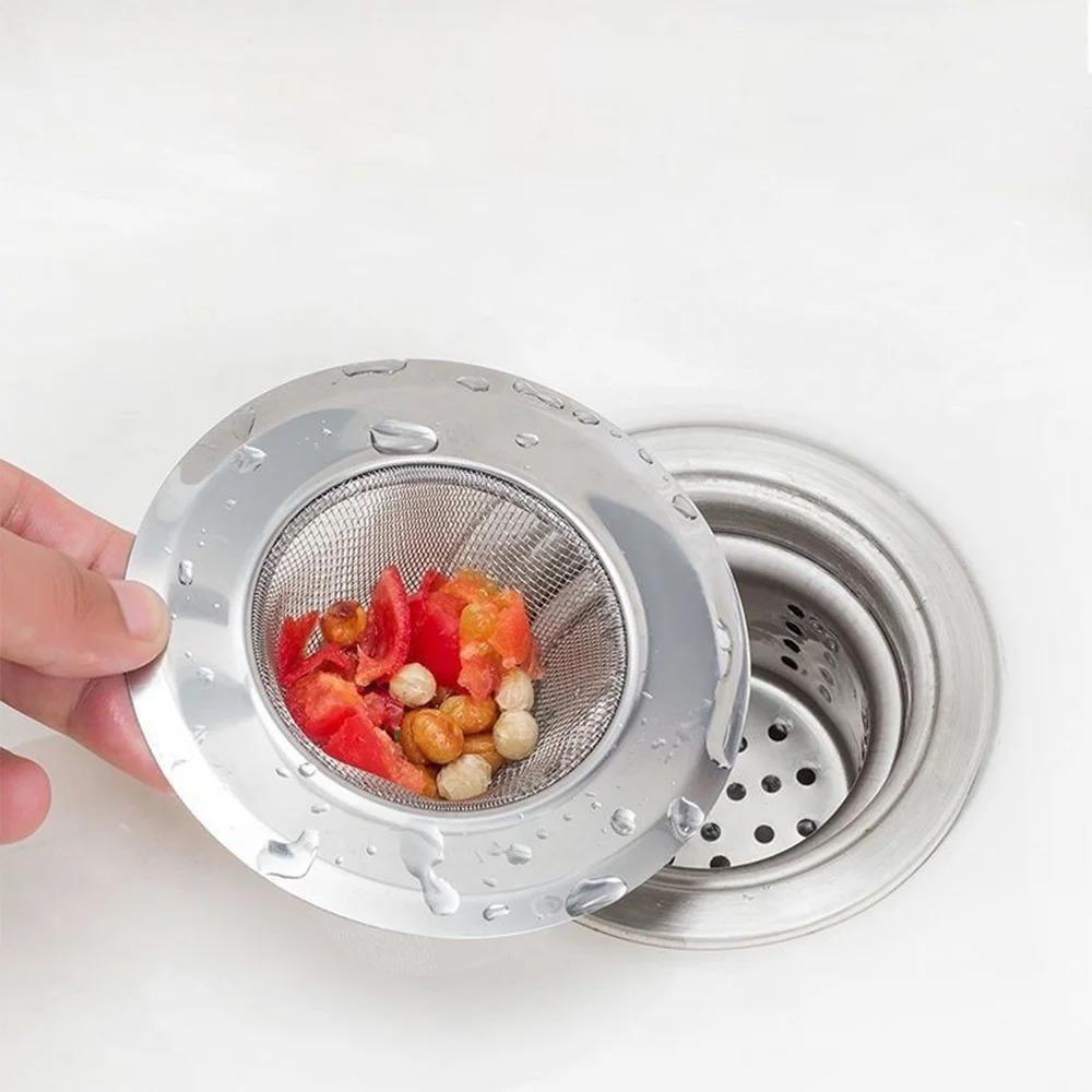 Kitchen Sink Garbage Filter Mesh Anti-block Sink Hair Food Catcher Reusable Stainless Steel Sink Drain Filter Net Easy Clean