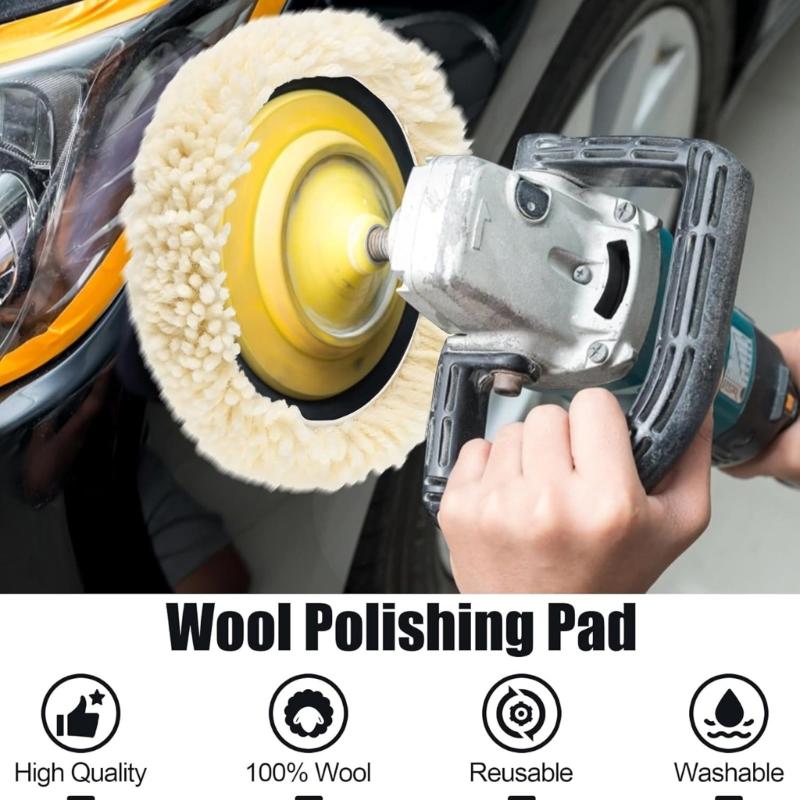 3Pcs Premium Wool Polishing Pad Buffing Pad Ideal For Vehicle Paint Repair Detailing And Finish Enhancement