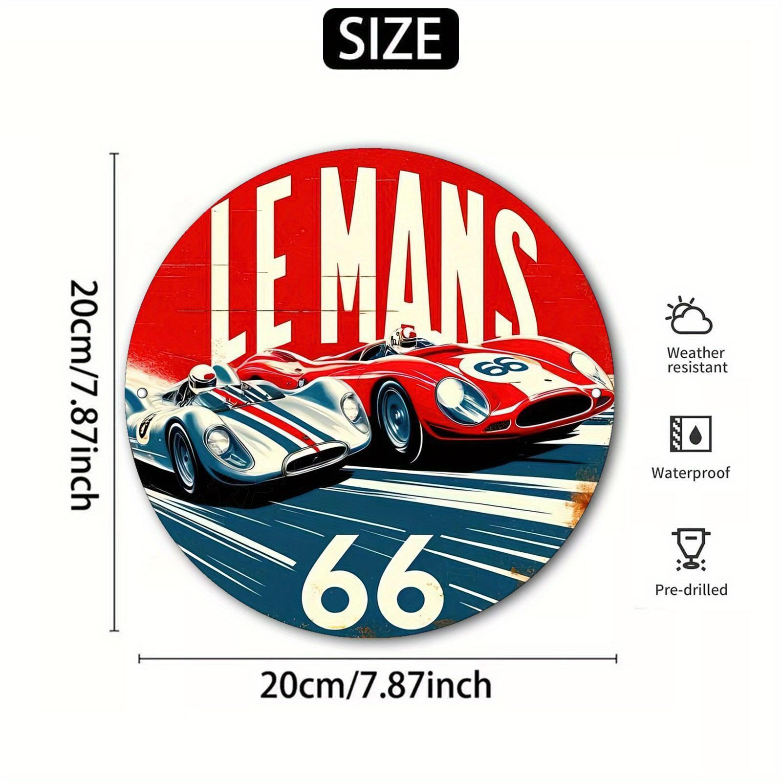 

Cartel Redondo de Aluminio Vintage de Le Mans y Coches de Carrera xcm para Decoracin de Garaje y Hogar 20x30cm（7.8x11.8inch）