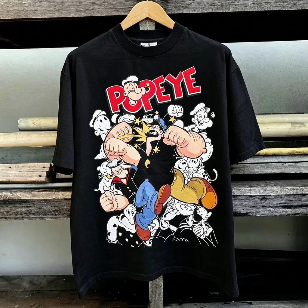 Unisex Retro Popeye Cartoon Graphic T-Shirt Men's Classic Pop Culture Print Top for Casual Wear Men's Clothing Clothes of Man