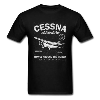 Cessna Vrijetijdsmerk Dubbeldekker T-shirt Vliegtuig Avontuur Reizen Rond De Wereld Vintage T-shirt Mannen Grafische T-shirts Vaderdag
