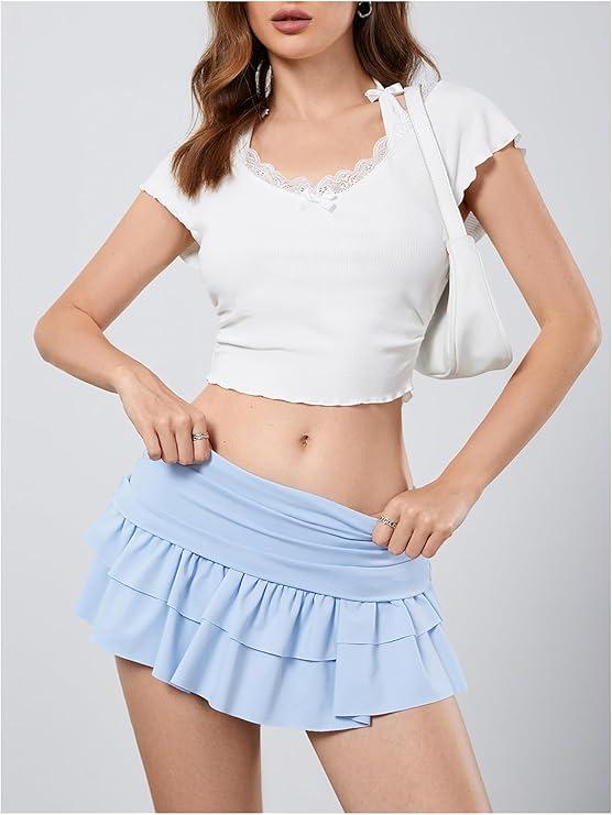 Koreanischer Stil Falten A-Linie Tennisrock mit Sicherheitsshorts - Sommer Damen Kurzrock