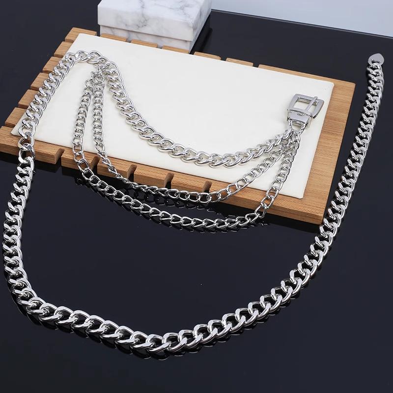 Multi Layer Punk Silver Metal Chain Belts For Women Long Tassel Waist Gold Chain Dress Belt Female Jeans Waistband Body Chain