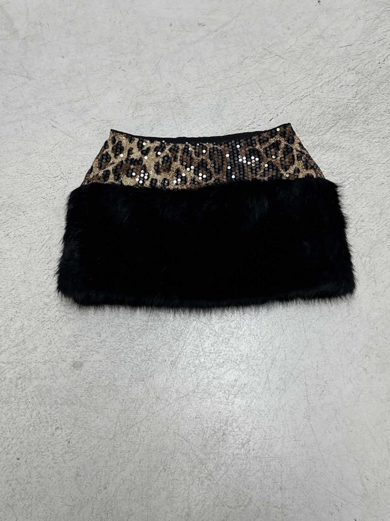 Minigonna Patchwork con Paillettes Stampa Leopardo - Gonna Corta Sexy Slim Fit da Donna, Collezione Autunnale