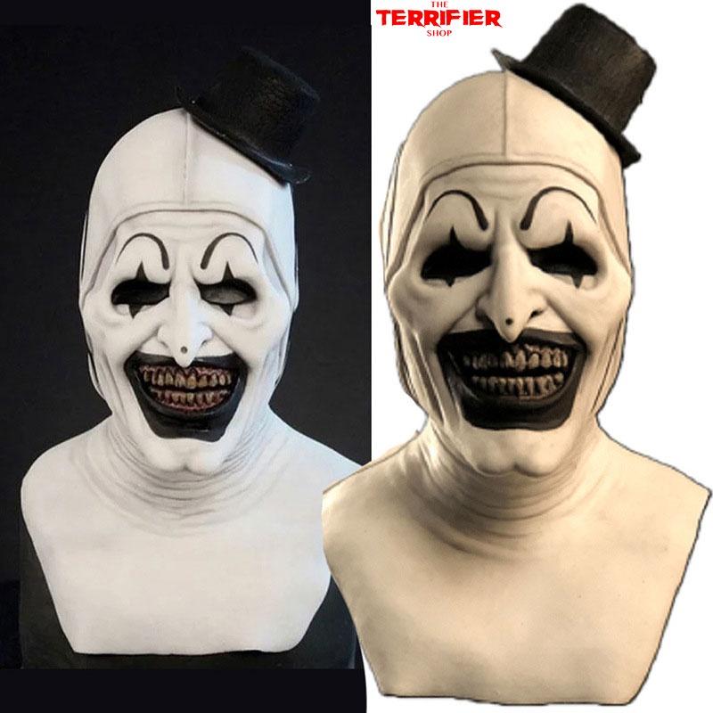 Gruselige Halloween-Clownmaske Kopfschmuck für Cosplay und Partys Schreckliches weißes Latex