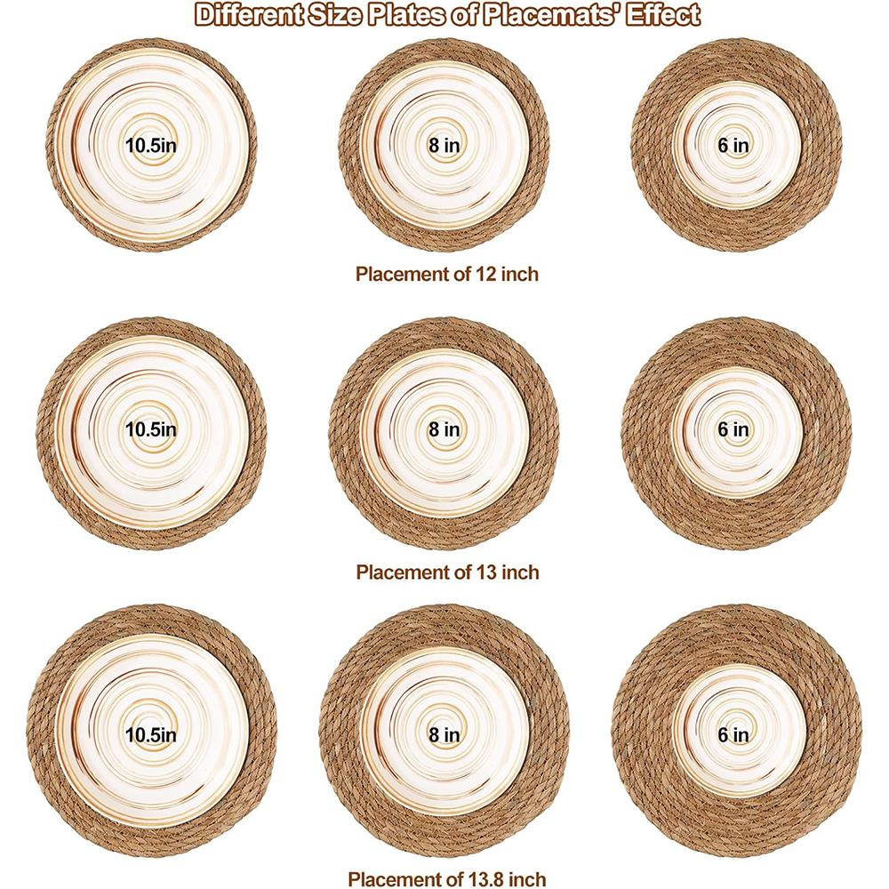 Round Woven Placemats Natural Straw Braided Rattan Placemats Heat Resistant Boho Place Mats For Dining Table JT314