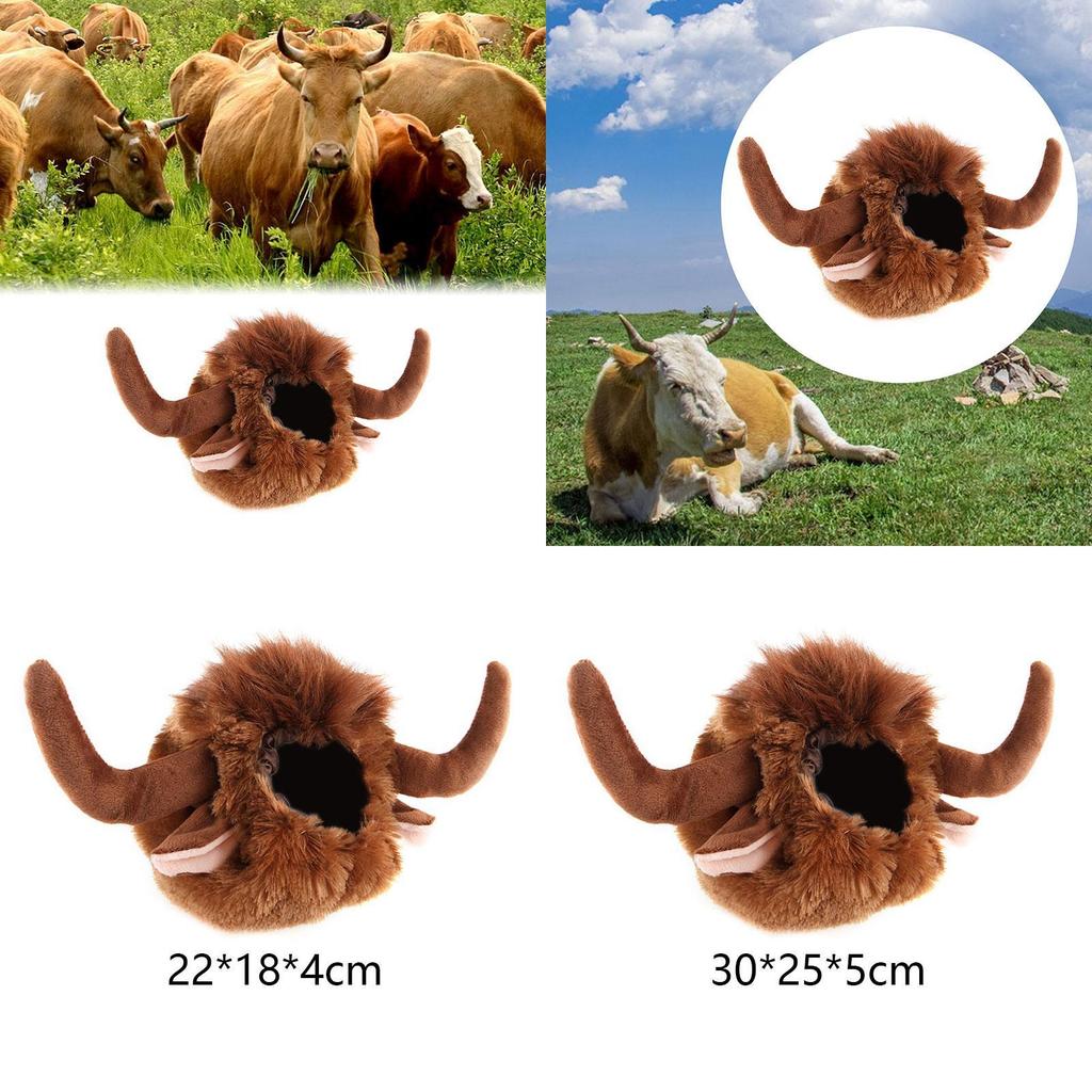 Pet Funny Ox Hat Pet Cow Hat with Ox Horn Comfortable Dress up Dog Cow Hat for