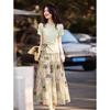 Retro T-shirt & A-line Skirt Two-Piece Set