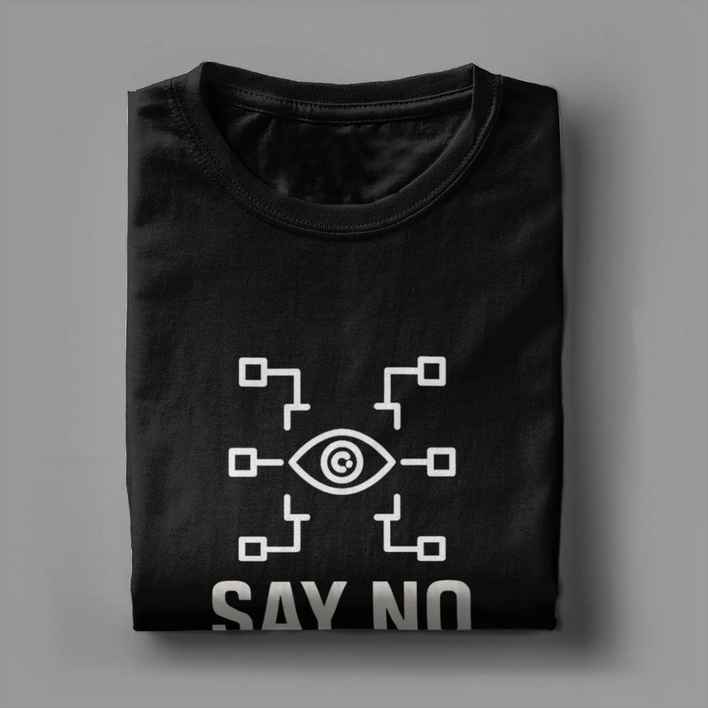 Say No To Digital Id British T-Shirt Men BritCard Protest Privacy Cotton Tee Shirt Crewneck Short Sleeve T Shirt Gift Clothing