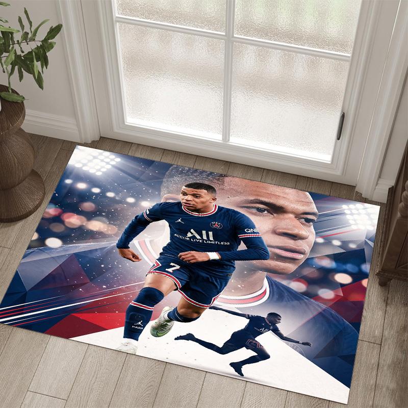 Tapis en Velours Cristal Design Kylian Mbappe Douillet Non ?Tapis imprimé antidérapant pour chambre, salon, entrée