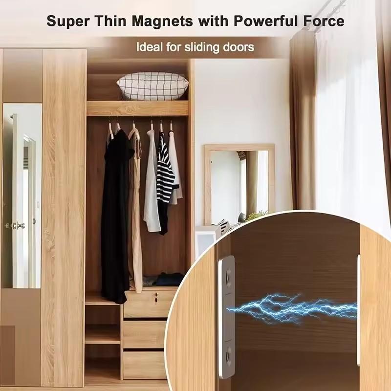 2pcs Magnetic Door Catch Latch -Invisible Strong Adhesion, Drill-Free Mount, Seamless Release- Ideal for Cabinets, Sliding Doors