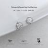 Exquisite Sterling Silver Sparkling Diamond Stud Earrings with Square Inlaid Design