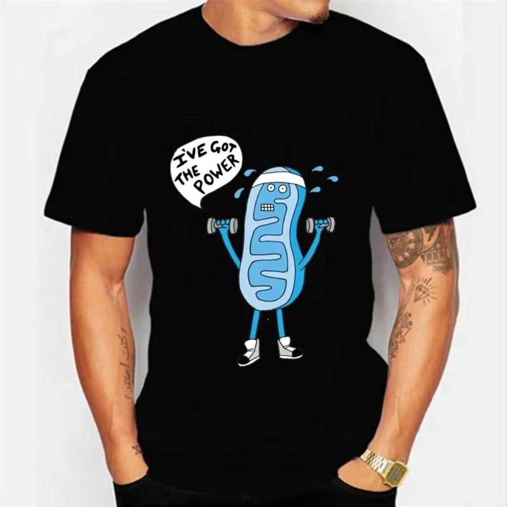 

Забавная футболка с принтом «Митохондрии, у меня сила биологии» для мужчин, одежда, забавные кавайные мужские футболки, футболка оверсайз XXXXXL чёрный