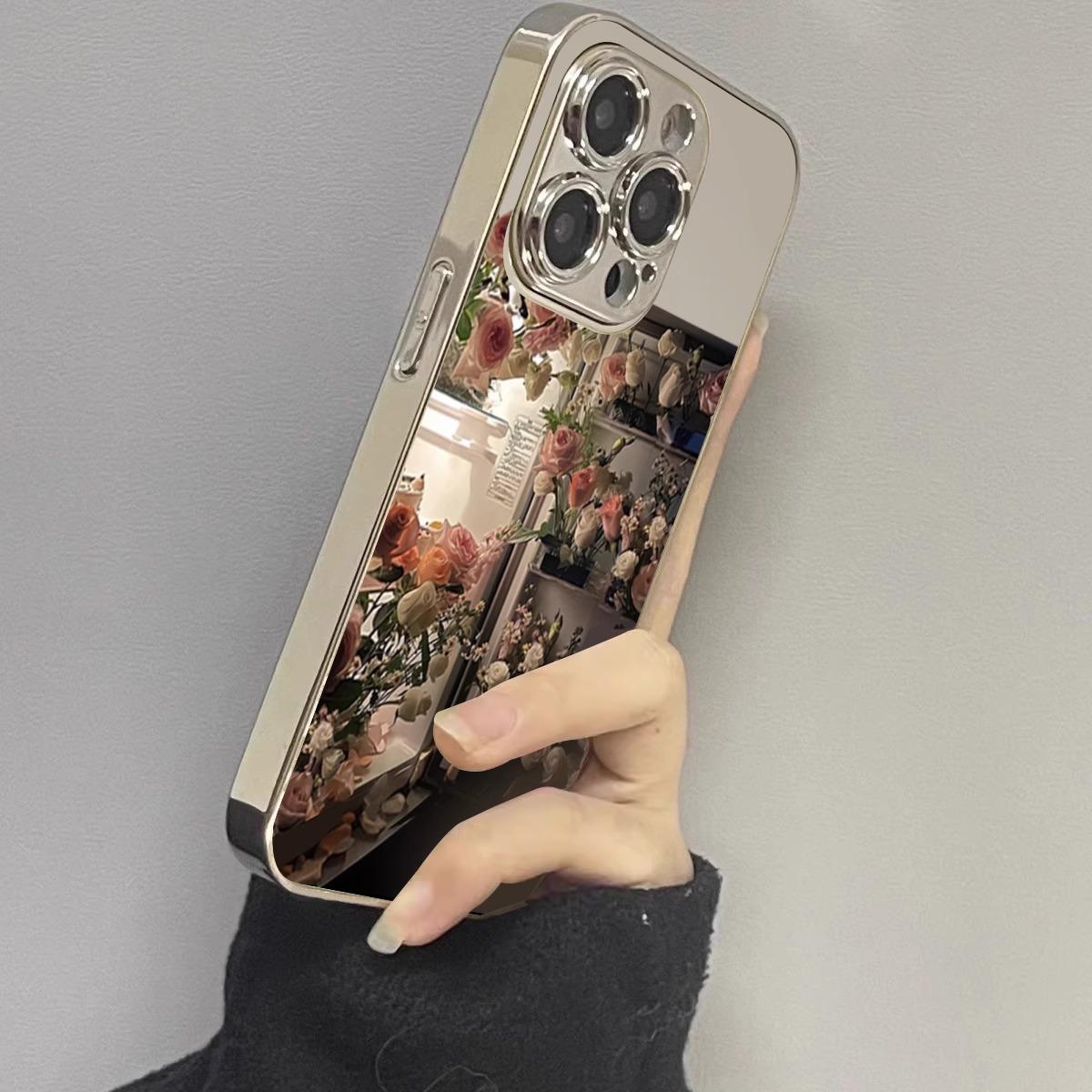 

Rose Flower for Apple 16promax Mobile Phone Case New Model for IPhone1 5 Electroplated Protective Cover New Model For Apple 7