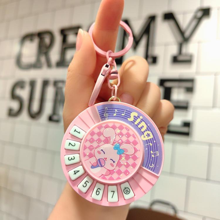 Mini Guitar Keychain with DJ Scratch Sound - Fun Musical Schoolbag Toy for Kids