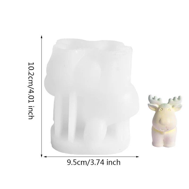 

DIY Рождественский лось свеча силиконовая форма милые трехмерные животные лось свеча гипсовая форма 1pc