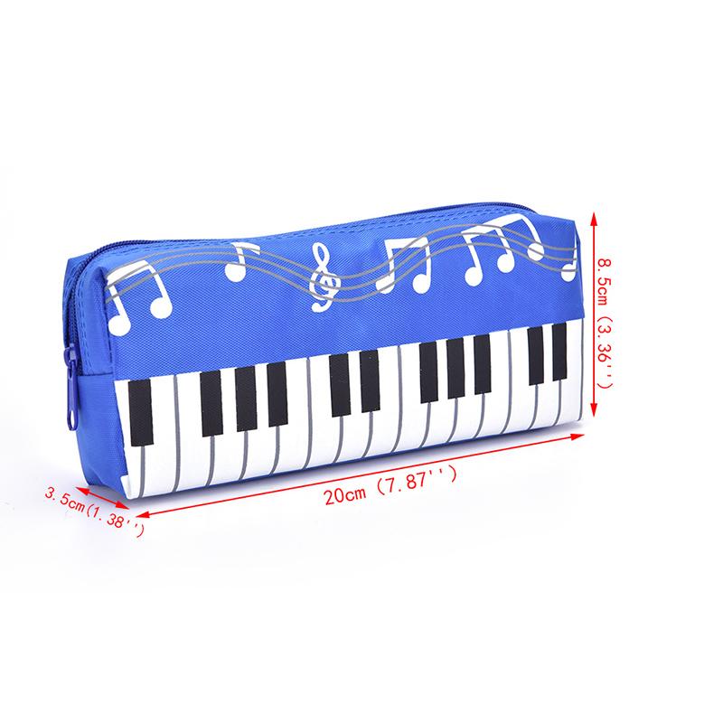 Music Notes Piano Keyboard Pencil Case Pen Bags Large Capacity Stationery Office