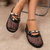 Net Flat Fashion Sandals New Summer Round Head Breathable Non-slip Line Button Mary Jane Fishnet Shoes Ladies Shoes