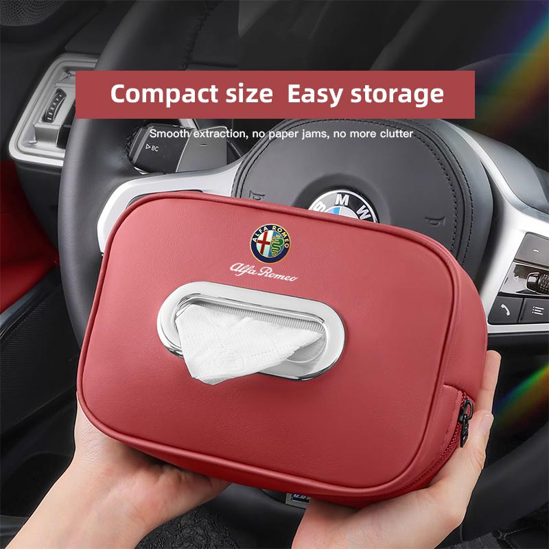 Car Accessories Quality Leather Auto Paper Towel Storage Bag For Alfa Romeo 156 159 147 4C 8C 166 Giulia Giulietta Mito Stelvio
