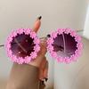 Retro Special Round Daisy Flower Sunglasses Woman  Vintage Fashion Brand Female Eyewear Party Travelling UV Shades