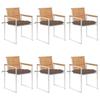Garden Chairs 6 Pcs with Cushions, vidaXL Solid Teak Wood.