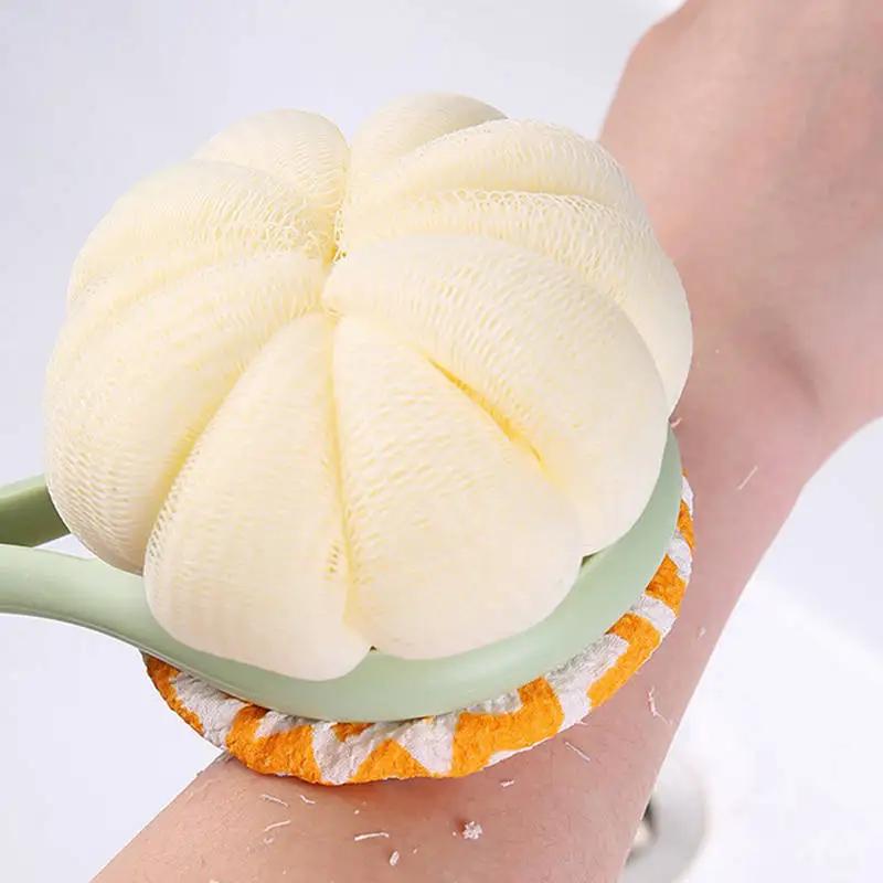 Double-sided Sponge Bath Brush Long Handle Soft Hair Back Body Shower Brushes Exfoliator Skin Massager Cleaning Brush
