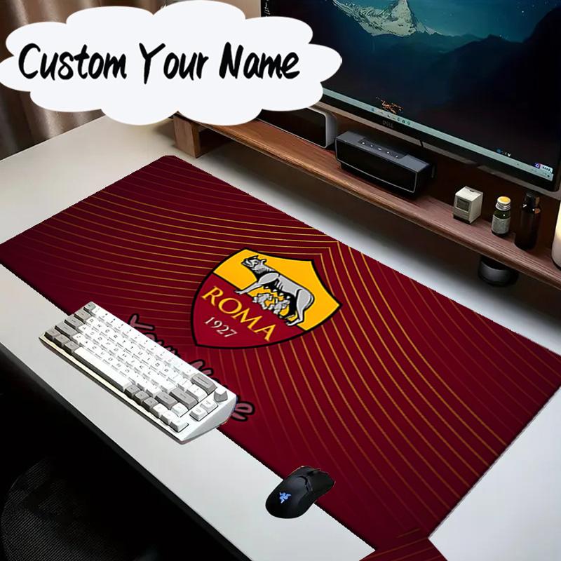 Custom Name Mouse pad Roma Football Club Emblem Mouse Pad Desk Mat, Non-Slip Rubber Backer Pad For Computer Notebook Gaming Mouse Pad Birthday Gift