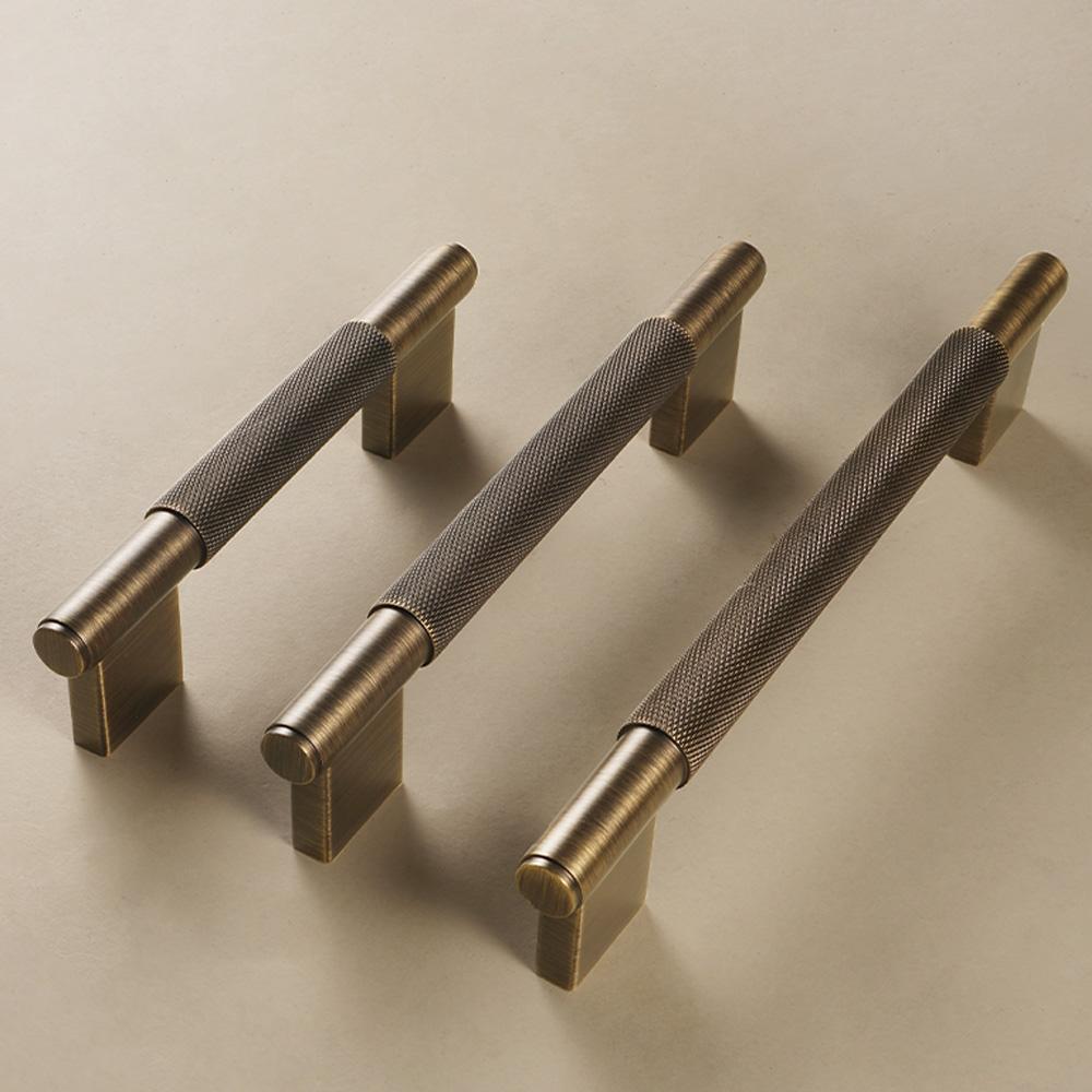 Dooroom Solid Brass Furniture Handles Knurled Cross Diamond Cut Pattern Modern Cabinet Refrigerator Door Pull Drawer Knobs