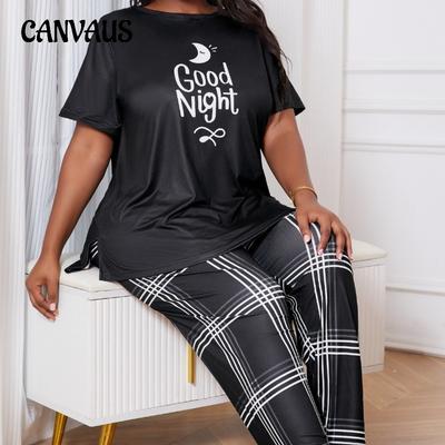 Women's Pajamas Women's Summer Loose Comfort Print Short Sleeve Trousers Pajamas Set