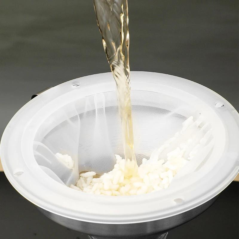 1PCS 100/120/200/300/400/450 Mesh Nylon Filter Stainless Steel Funnel For Fruit Milk Traditional Chinese Medicine Oil White Wine