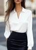 1116 European and American new models, autumn fashion commuter satin V-neck long-sleeved shirt shirt women's clothing