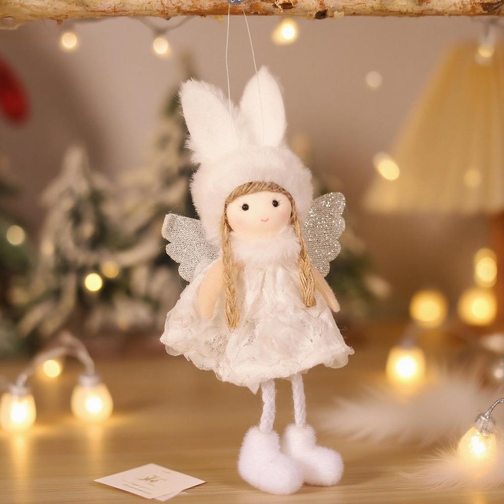 New Christmas Antler Angel Pendant Plush Angel Cute Rabbit Ears Doll Doll Christmas Tree Decoration