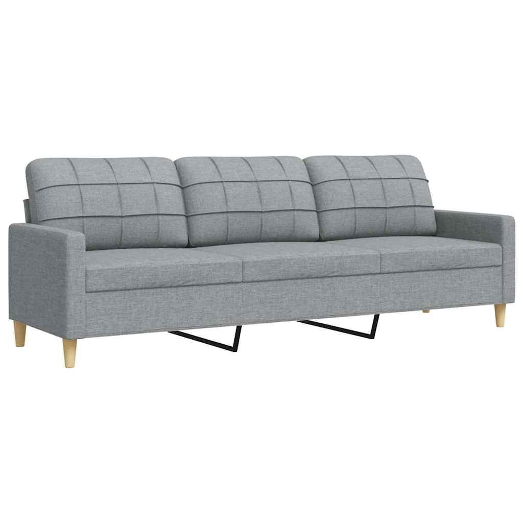 3 Seater Sofa Light Grey 210 Cm Fabric