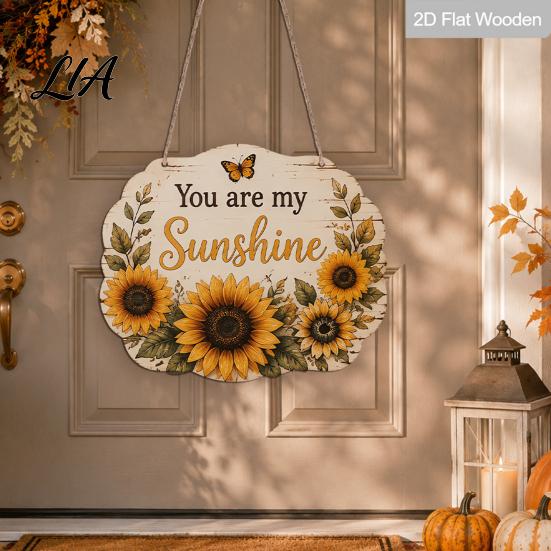 Farmhouse Porch Decoration Fall Thanksgiving Wooden Sign Door Hanger, 2D Sunflower Pumpkin Gnome Wall Creative Housewarming Gifts Plaque, Rustic