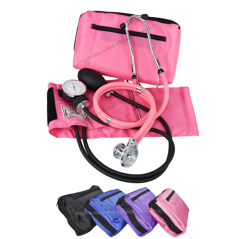 All in PINK Medical Tensiometro Pressure Checking Blood Pressure Monitor Upper Arm Aneroid Sphygmomanometer With Stethoscope Aluminum Alloy