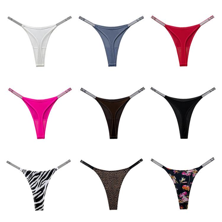 LOVE Rhinestone European & American Sexy Thong - Thin Strap Fitness Sports T-Pants for Women