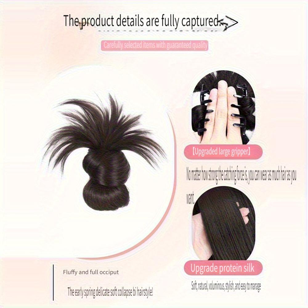Elegant Women'S Elegance Hair Clip Bun with Feather Accent - Heat-Resistant Synthetic Wig, Perfect for Daily Wear & Parties, Stylish Low Bun