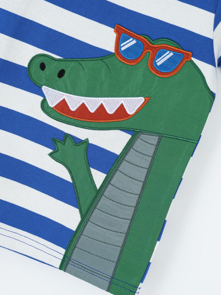 Kids' Crocodile Embroidery Short Sleeve T-shirt - European American Style