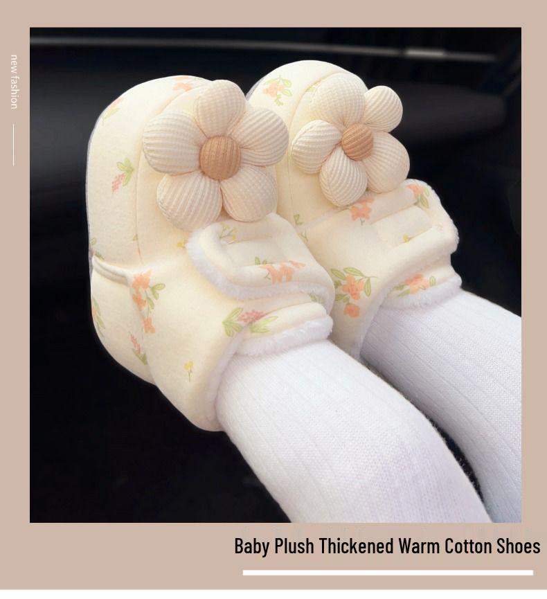 Winterliche, samtgefütterte Baby-Baumwollstiefel: Weiche Lauflernschuhe für Neugeborene und Kleinkinder, kuschelig und warm.