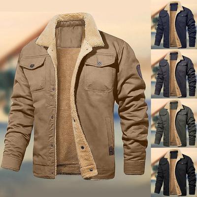 Men's Autumn And Winter Solid Color Casual Padded Jacket Workwear Jacket