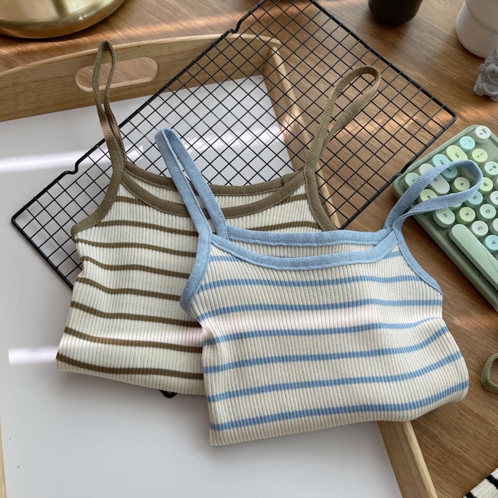Damski Prążkowany Dzianinowy Top na Ramiączkach: Seksowna, wyszczuplająca, bezrękawnikowa letnia bielizna wewnętrzna w dużych rozmiarach