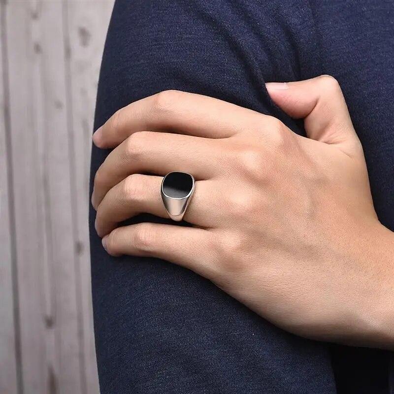 Jiayiqi Männer Ring Punk Rock Glatte 316L Edelstahl Siegelring Für Männer Hip Hop Party Schmuck Großhandel Männlich Hochzeit anel